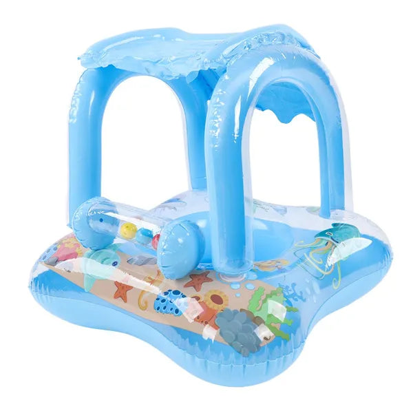 Colac gonflabil pentru copii, cu protectie pentru soare, model masina, Baby Float