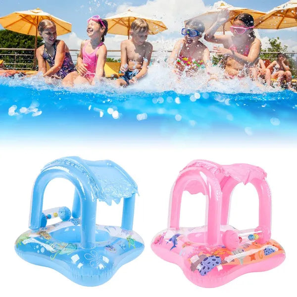 Colac gonflabil pentru copii, cu protectie pentru soare, model masina, Baby Float