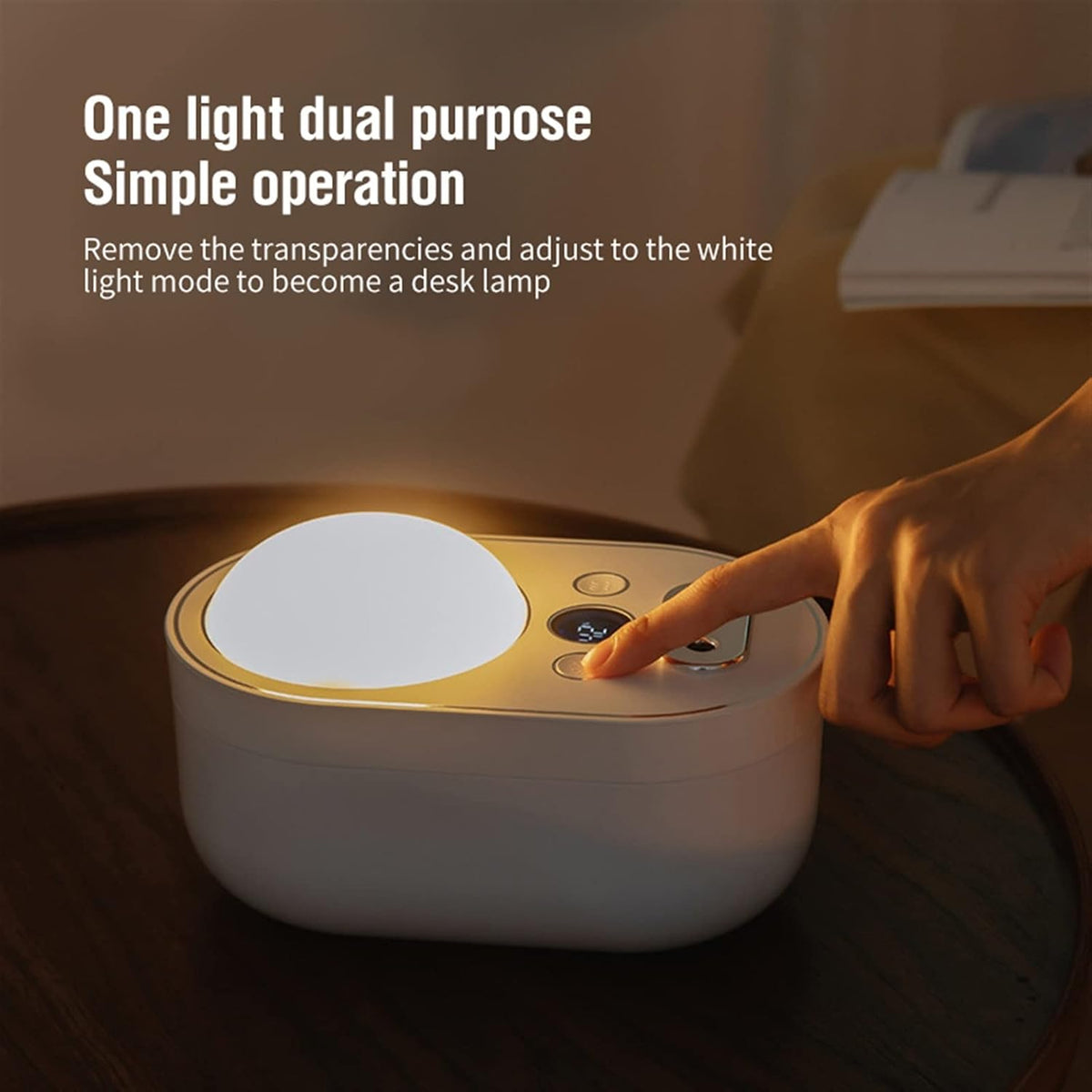 Umidificator de Aer cu Difuzor de Aroma Reincarabil Doua Pulverizatoare Lampa Veghe Proiectie - imagine principala