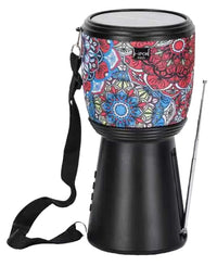 Boxa portabila bluetooth cu incarcare solara, design Darbuka, cu radio FM si lanterna, negru-inflorat - imagine 5