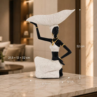 Statuetă Decorativă Femeie Africană cu Tavă – 32 × 21,5 × 12 cm - imagine principala