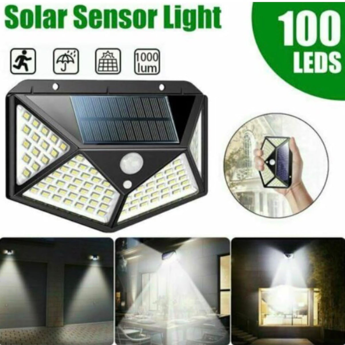 Set 4 Lampi Solare 100LED cu Senzor de Miscare Iluminare Exterior Waterproof - detaliu produs