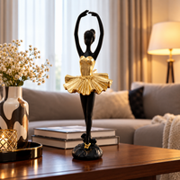 Statueta Africana Balerina Tavira Decoratiune Sculptata Manual Accente Aurii Silueta Gratioasa Casa - imagine principala