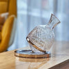 Decantor de vin rotativ de lux, din sticlă transparentă, set elegant pentru iubitorii de vin
