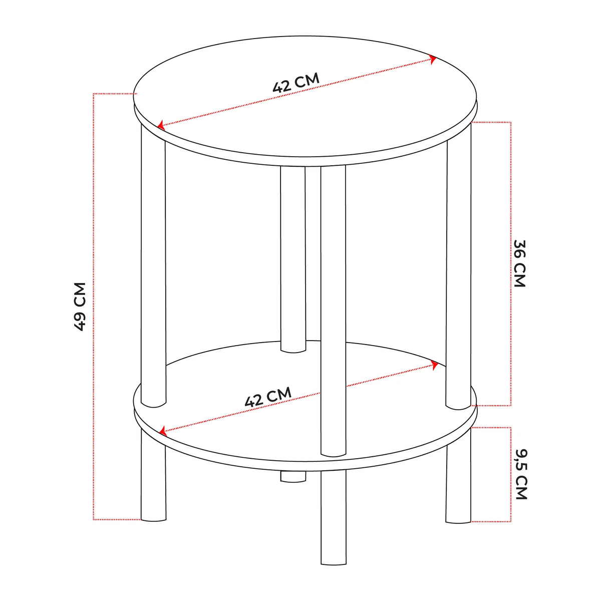 Masuta Cafea Rotunda Lemn Picioare Metalice Design Modern Gri Antracit - detaliu produs