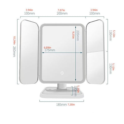 Oglinda Cosmetica cu LED pentru make-up zoom 2X 3X, lumina reglabila, buton touch, USB, alb