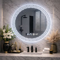Oglinda LED baie cu iluminare ambientala, functie anti-aburire, ceas si temperatura, 60 cm