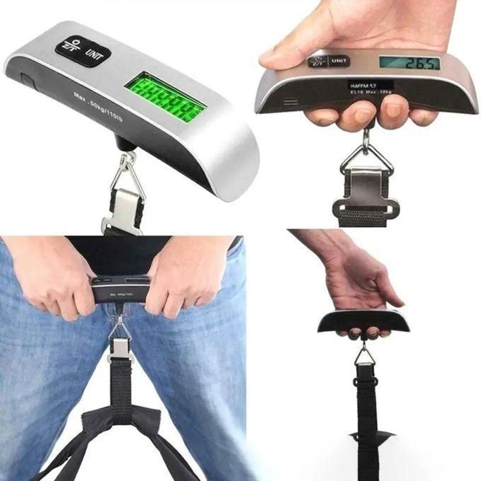Cantar Portabil Bagaje 50kg Ecran LCD Iluminat Negru Compact - detaliu produs