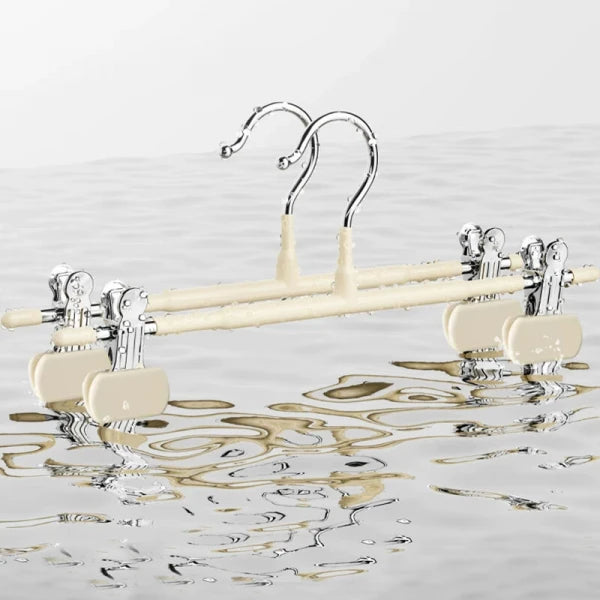 Set 10 umerase cu clips pentru pantaloni, otel, 31 x 13 cm, crem