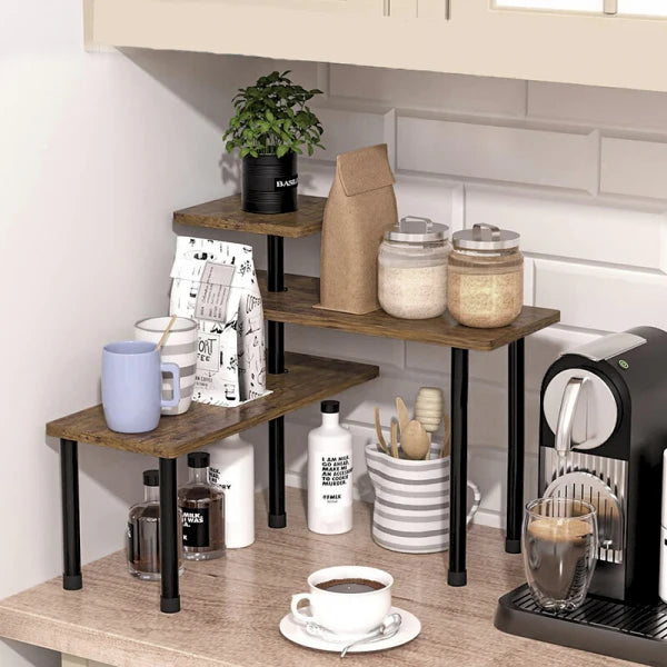 Etajera cu 3 polite din MDF, 5 picioare din metal, rotativ 180°, 66 x 17.5 x 38 cm