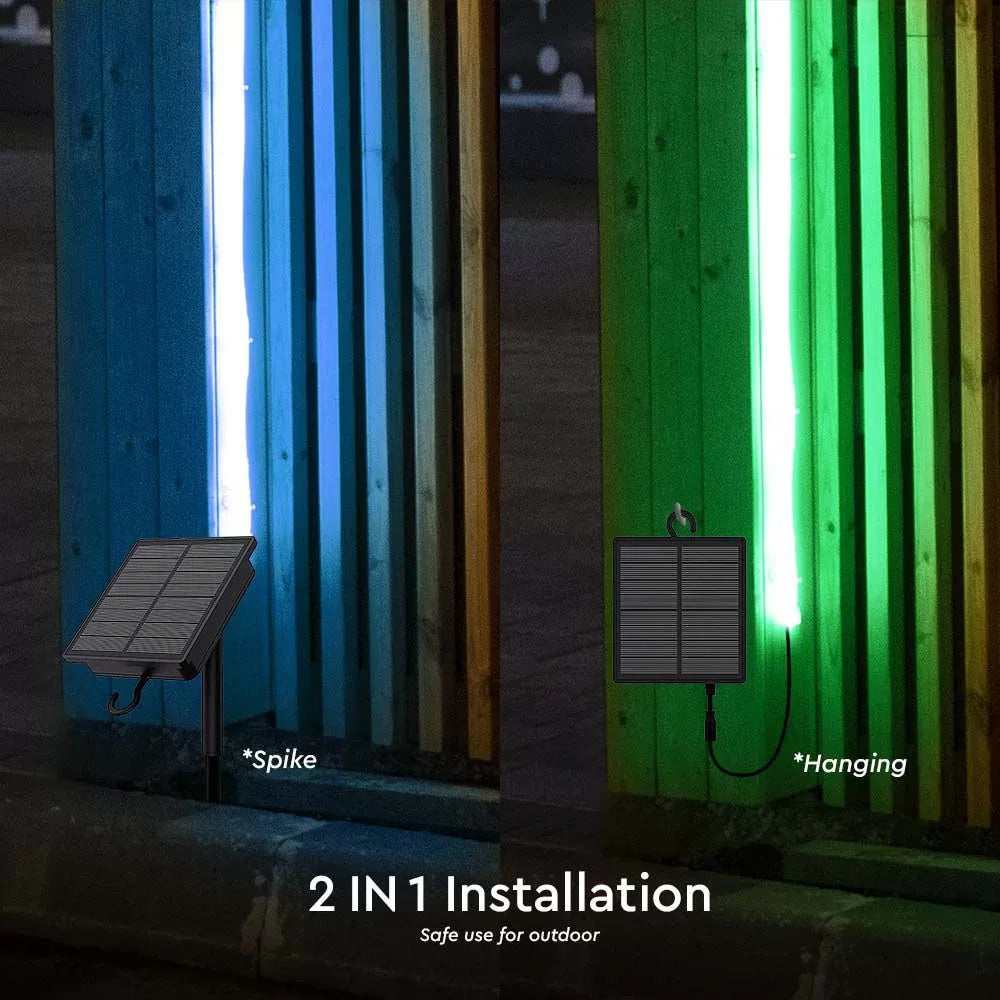 Set Banda LED RGB 60 LED/m cu Panou Solar Rola 5 Metri Iluminare Decorativa - detaliu produs