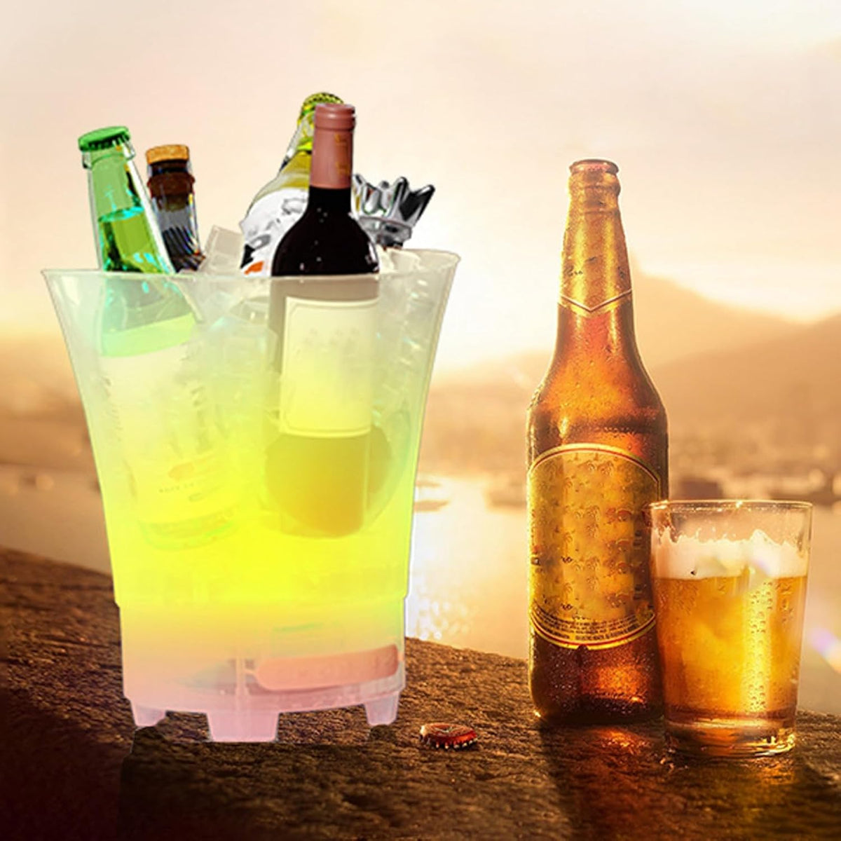 Frapiera gheata 7L cu iluminare LED si boxa wireless reincarcabila