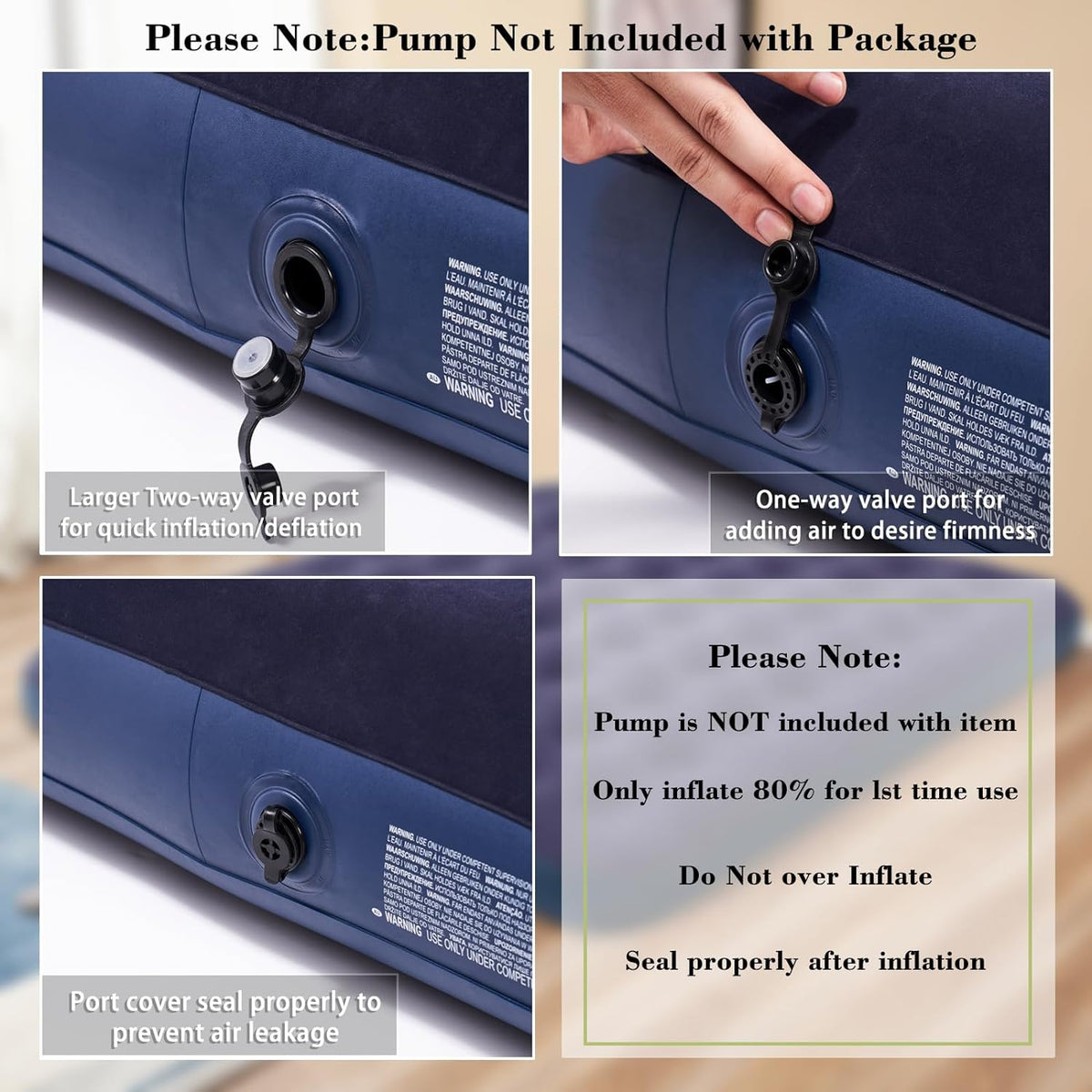 Saltea gonflabila pentru camping, plaja, 1-2 persoane, PVC si catifea