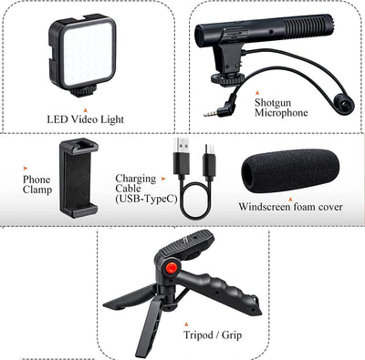 Suport telefon cu lampa LED, microfon si trepied, pentru vloggeri, KD4920
