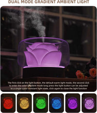 Umidificator pentru camera in forma de trandafir 400ml, lumina de noapte Led in 7 Culori, Alb - imagine 8