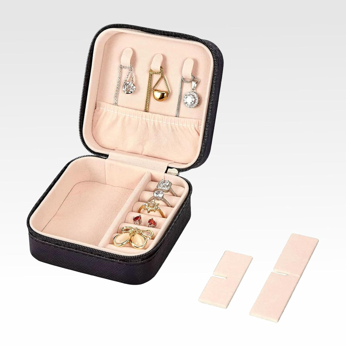 Cutie organizatoare cu fermoar pentru bijuterii 10x10x5cm