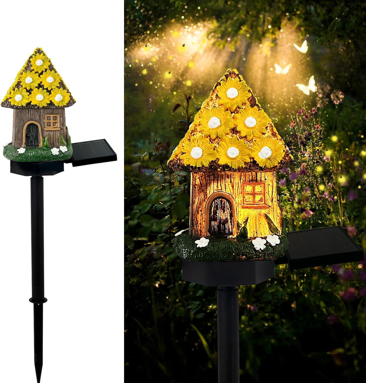 Lampa decorativa de gradina cu încarcare solara, model casuta din povesti