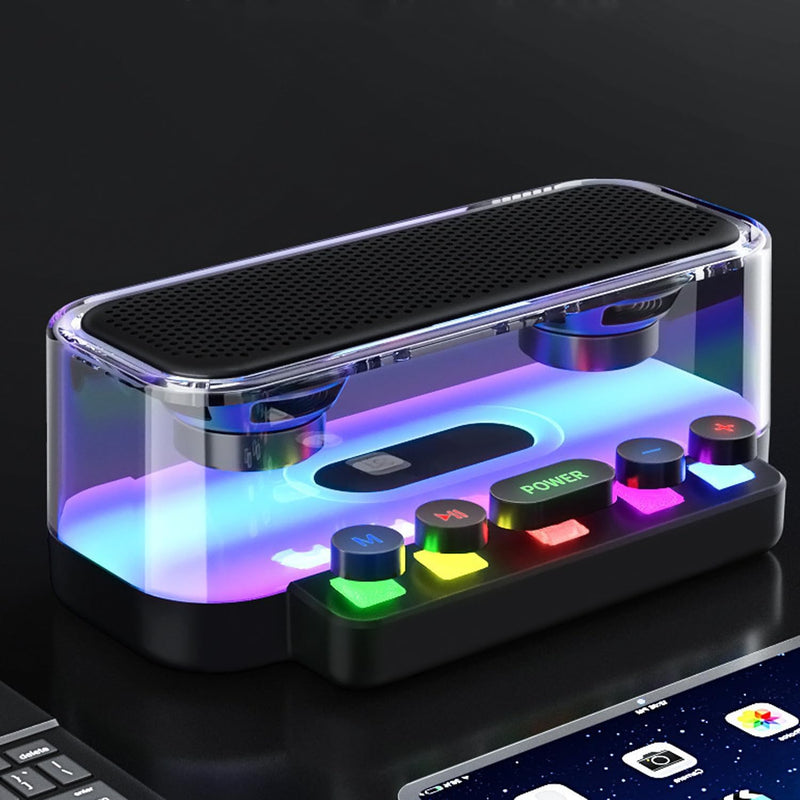 Difuzor Bluetooth Z6 portabil in forma de Pian cu tastatura, difuzoare transparente, HiFi 2.0 Stereo, Iluminare RGB, Microfon  incorporat, suport FM/Type-C/TF pentru PC Laptop