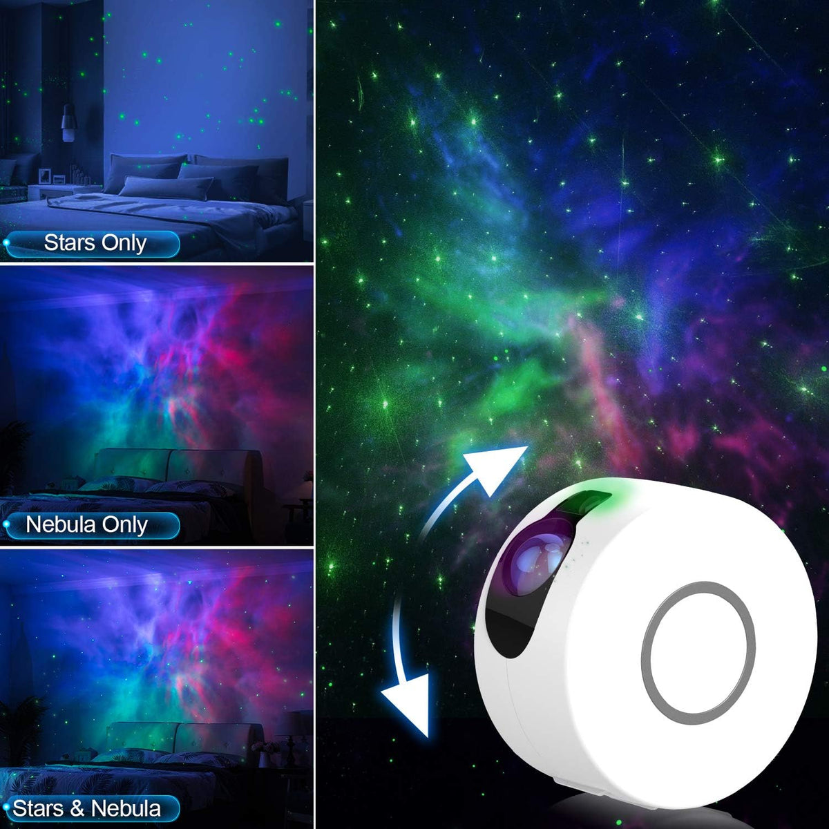 Proiector de stele LED 3D Aurora, Lampa de veghe pentru copii, Telecomanda