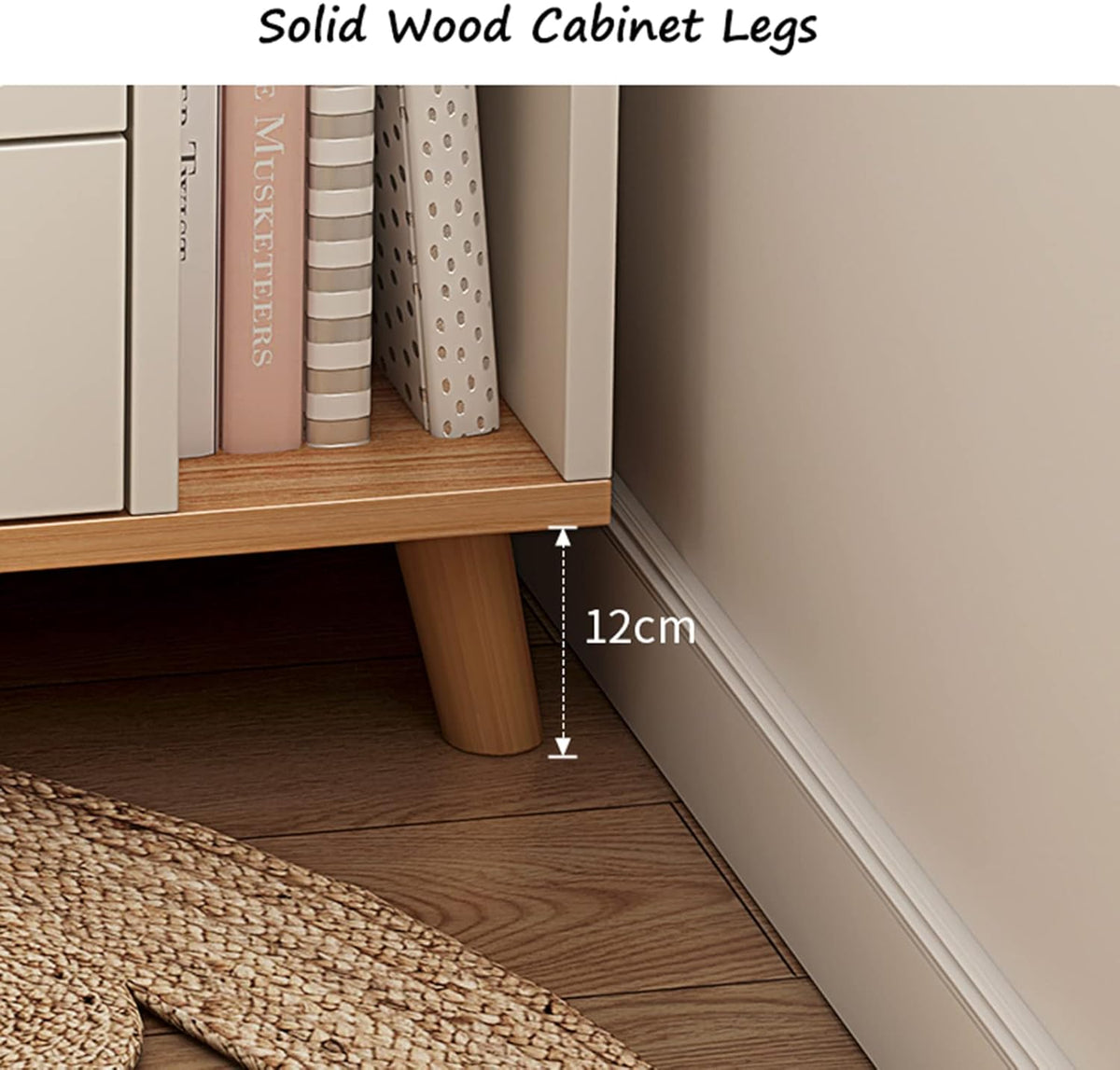 Noptiera moderna cu 2 sertare, raft si picioare, 40x30x53cm