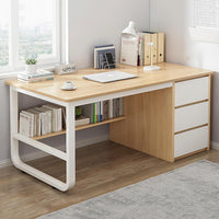 Birou minimalist alb cu rafturi - 160x60x73 cm, ideal pentru spații mici, lucru și studiu - imagine 3