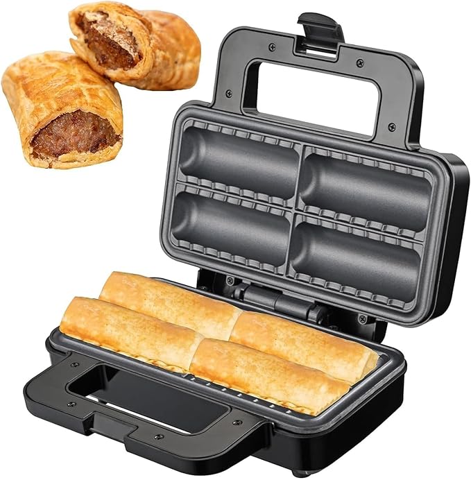 Aparat electric pentru 4 rulouri cu carnati sau placinte umplute in acelasi timp, RAF R529, 800 W, negru