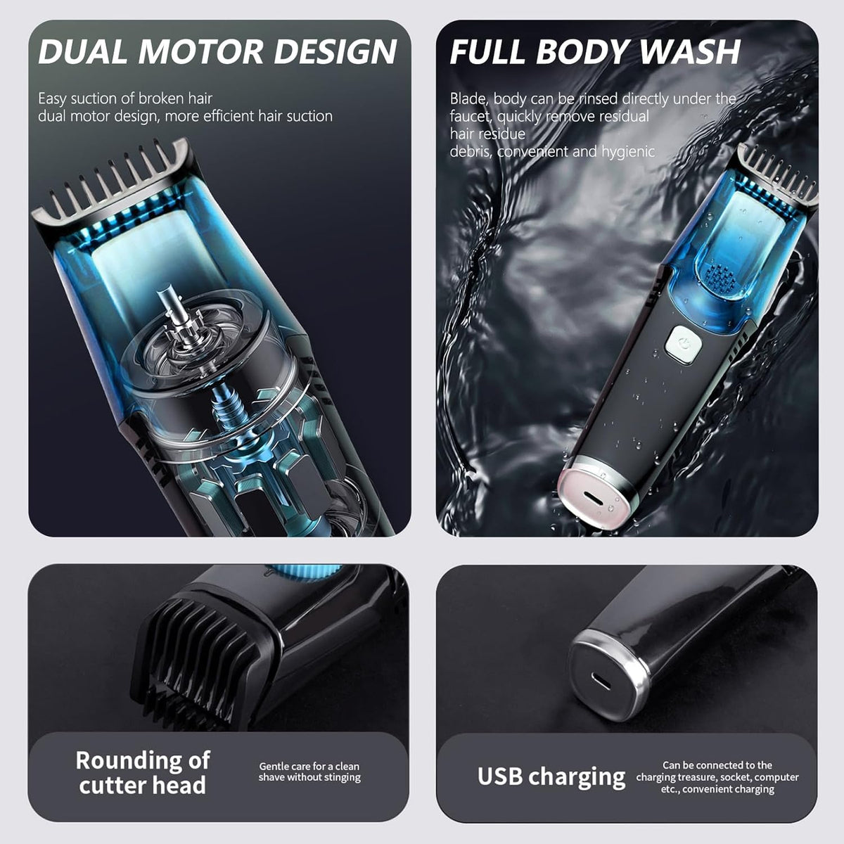 Masina de tuns si aparat de ras  cu sistem vacuum, rezistent la apa IPX6, 20 setări, afisaj LCD, autonomie 90 min