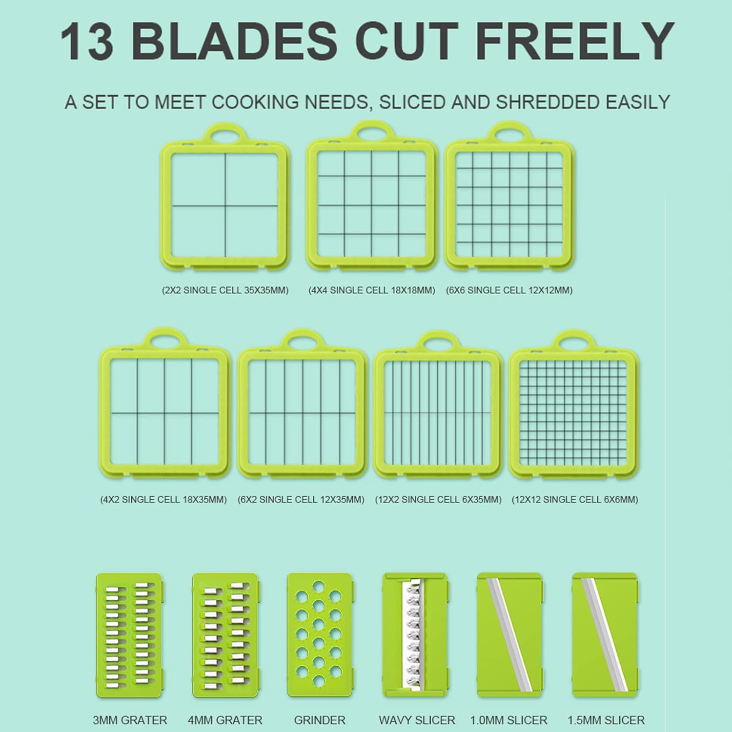 Razatoare multifunctionala pentru fructe si legume, 22 piese, lame din otel inoxidabil