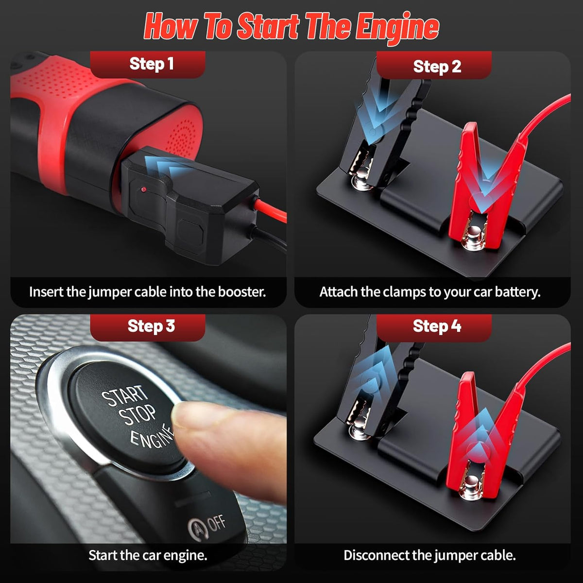 Starter auto multifunctional, portabil, 12000mAh powerbank, cu compresor, USB, afisaj LCD, lanterna, pornire auto