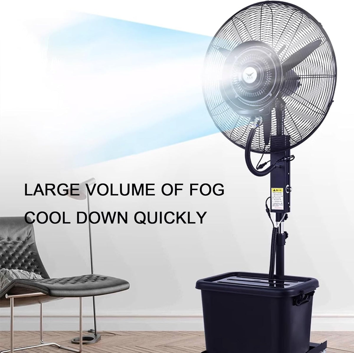 Ventilator industrial cu rezervor apa 40 litri, diametru 55cm, putere 230W – 3 trepte