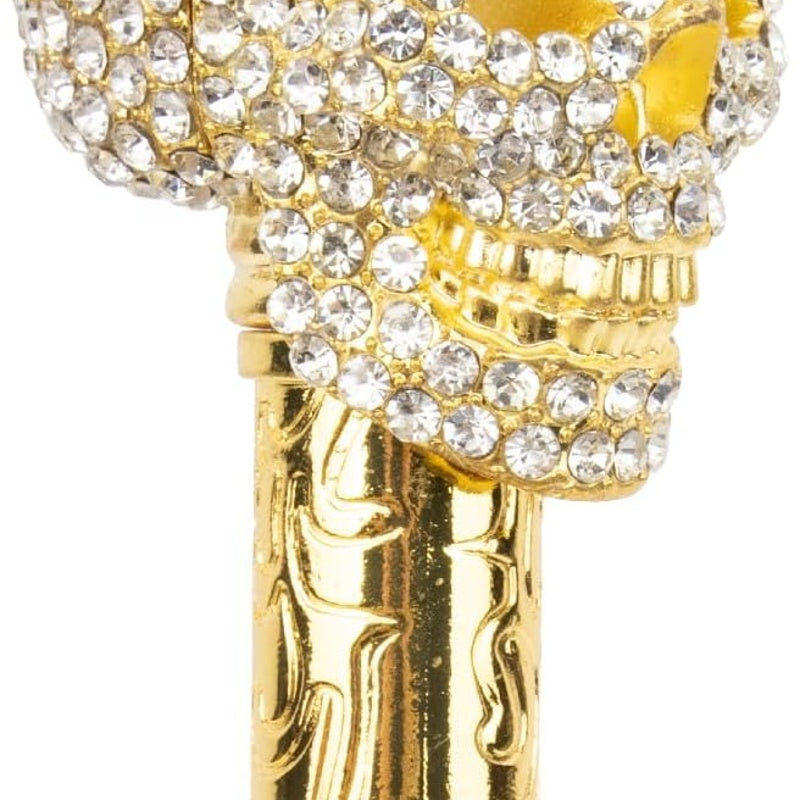 Baston de mers la moda cu cap de craniu auriu, 90 CM