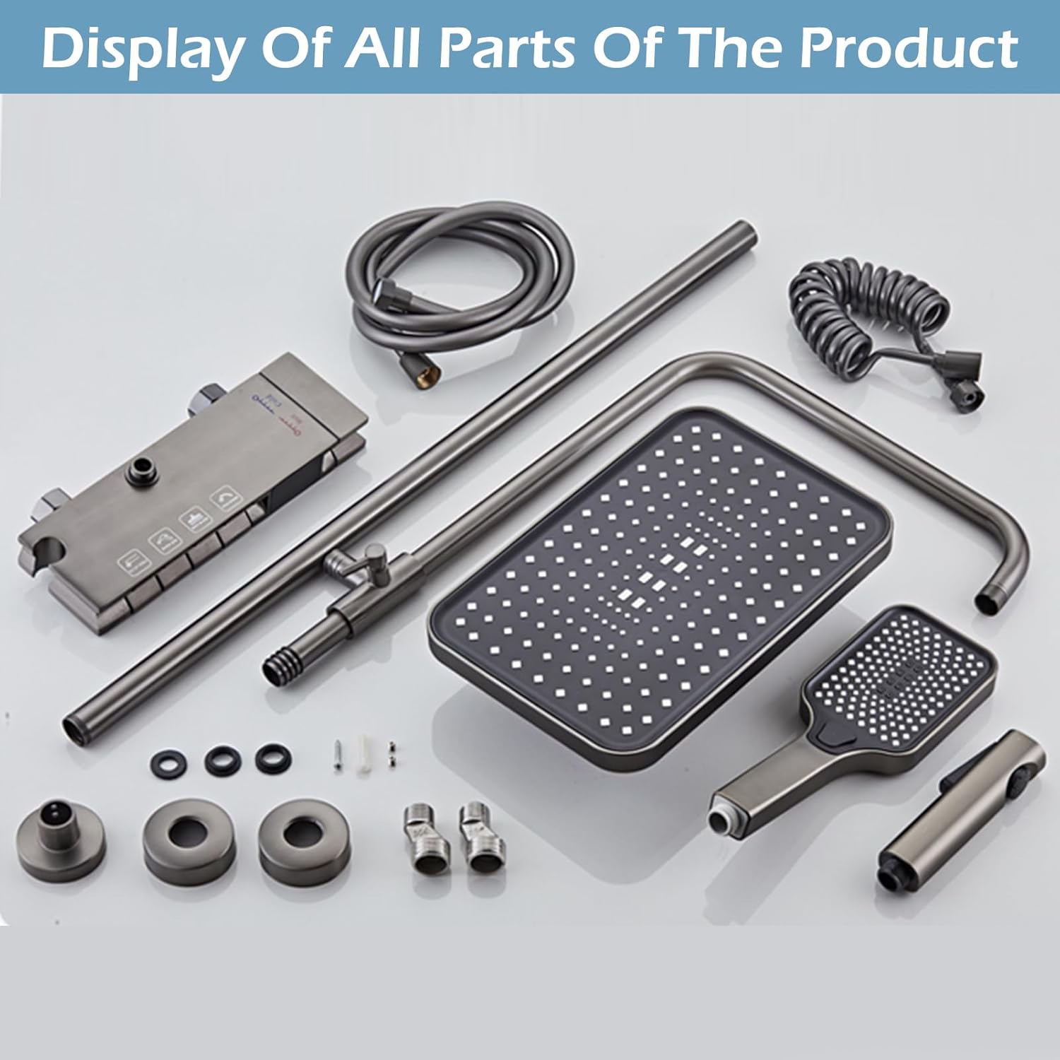 Sistem coloana de dus multifunctional cu afișaj digital, efect de ploaie, taste piano