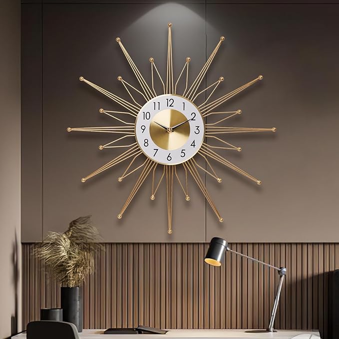 Ceas elegant de perete, cu design modern si elemente nautice, mecanism silentios si finisaj metalic elegant