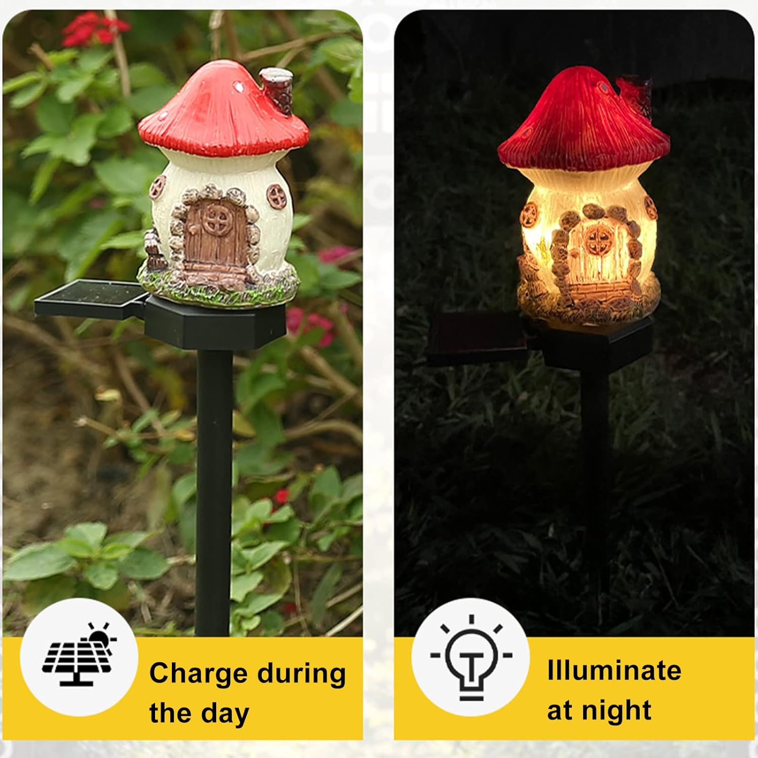 Lampa decorativa de gradina cu încarcare solara, model casuta din povesti