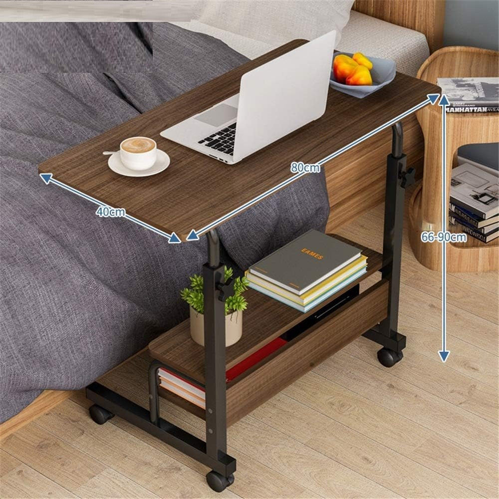 Masuta laptop reglabila, mini birou cu roti, 80 cm x 40 cm
