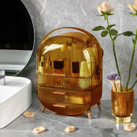 Organizator cosmetice, articole machiaj, bijuterii, cu capac transparent si 3 sertare - imagine 9