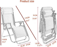 Scaun sezlong Zero Gravity rabatabil 176x67x110 cm – plasa Teslin, perna si tava suport - imagine 7