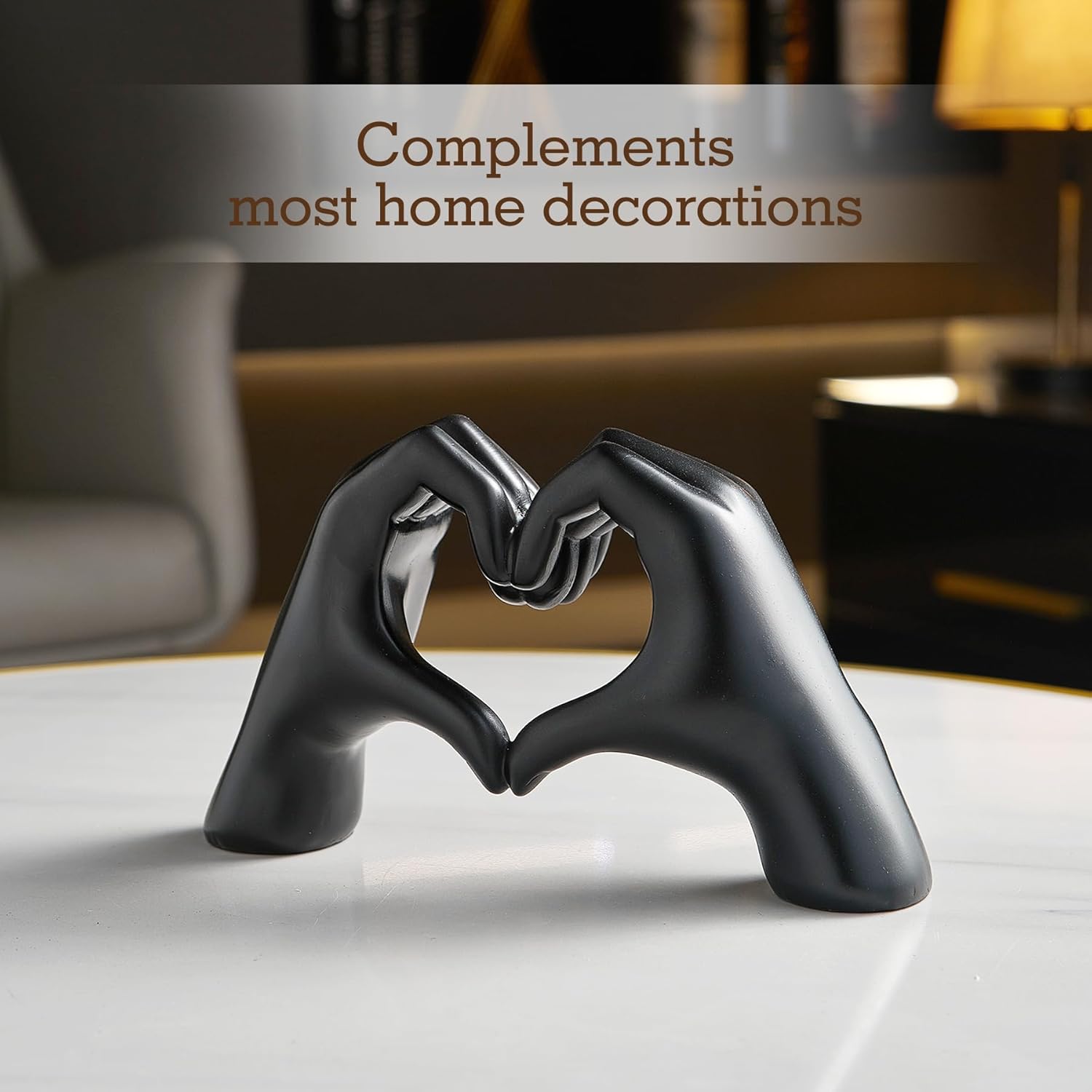 Decoratiune sculpturala maini in forma de inima – rasina – 25 x 8.5 x 15 cm