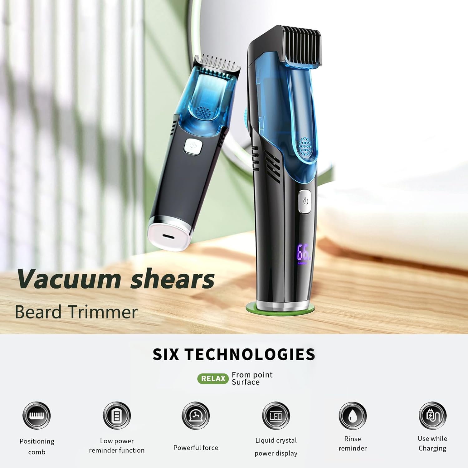 Masina de tuns si aparat de ras  cu sistem vacuum, rezistent la apa IPX6, 20 setări, afisaj LCD, autonomie 90 min