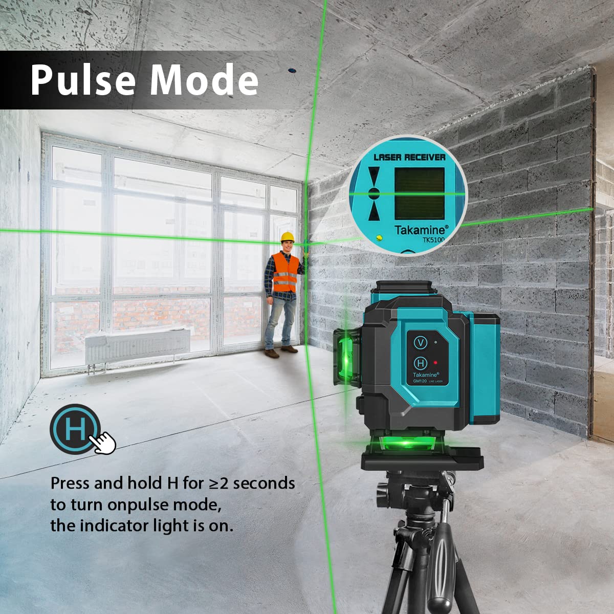 Kit Nivela Laser, autonivelare, telecomanda, linii verzi, 4x360°, trepied inclus