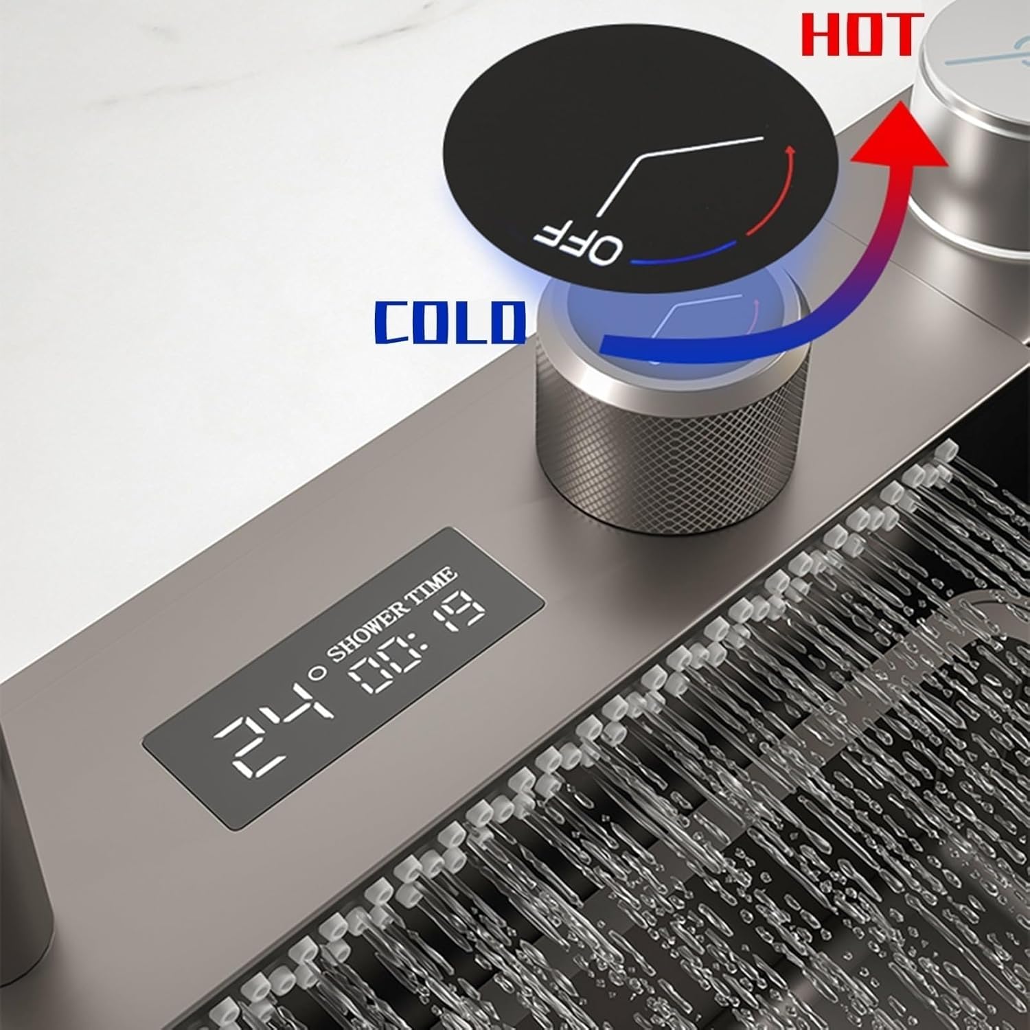 Chiuveta multifunctionala cu 2 cascade cu accesorii incluse, afisaj digital a temperaturii si robinet cascada, culoare negru grafit