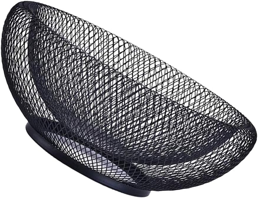 Cos de fructe decorativ, rotund, metalic, 25,5 x 13 cm, negru