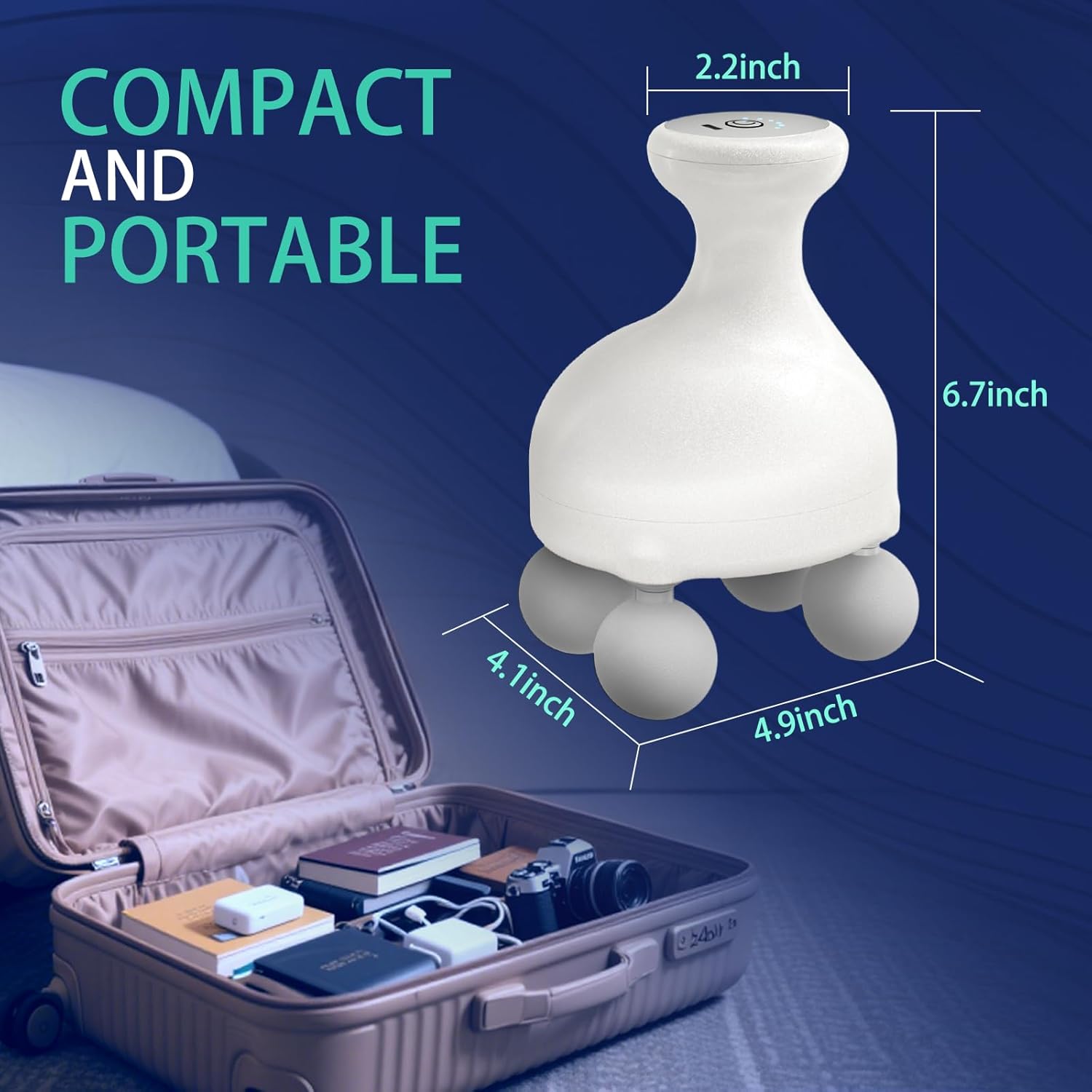 Aparat Masaj Electric Portabil, 6 viteze cu 4 Capete Rotative si Control Tactil