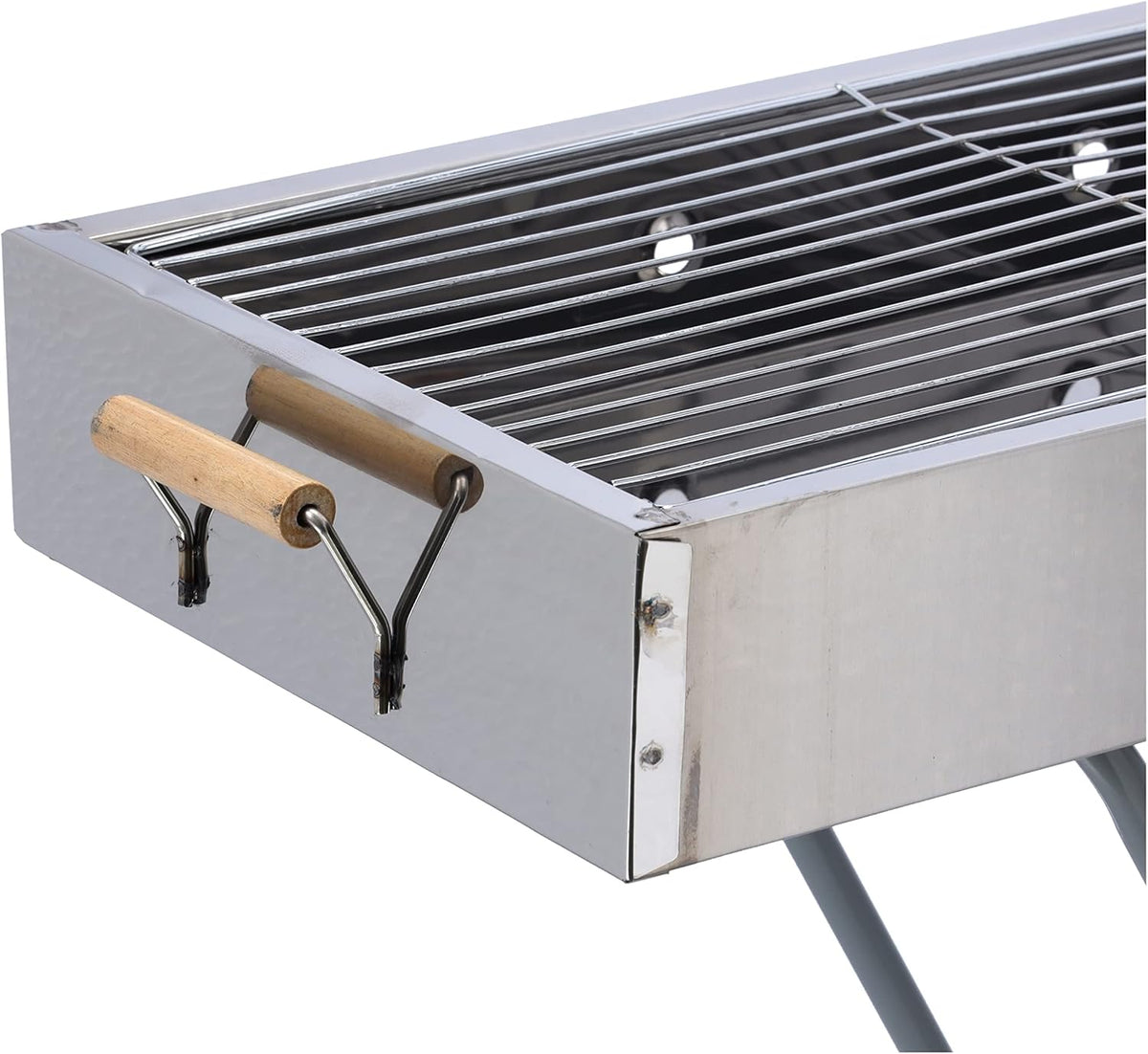 Gratar pliabil portabil  cu maner din lemn, 65x30x67 cm