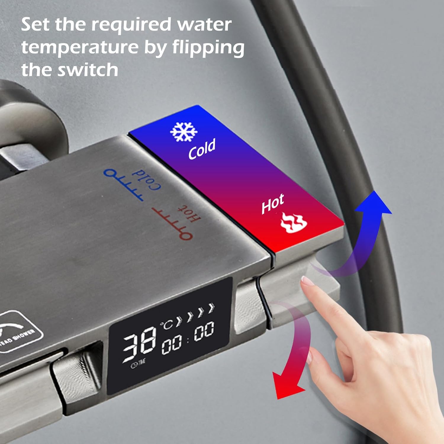 Sistem coloana de dus multifunctional cu afișaj digital, efect de ploaie, taste piano