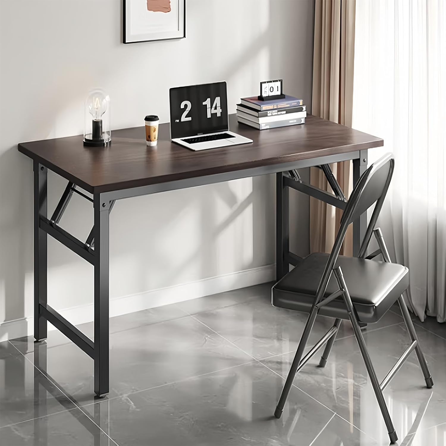RESIGILAT - Birou pliabil, cadru metalic, blat MDF 16mm, 120x60cm
