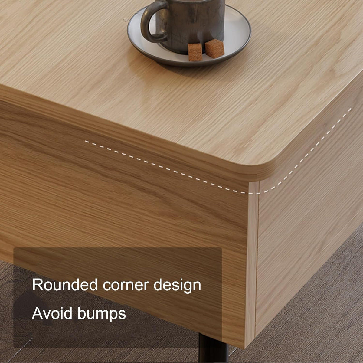 Masuta de cafea cu blat rabatabil, spatiu de depozitare si roti pivotante, 55x55x48cm