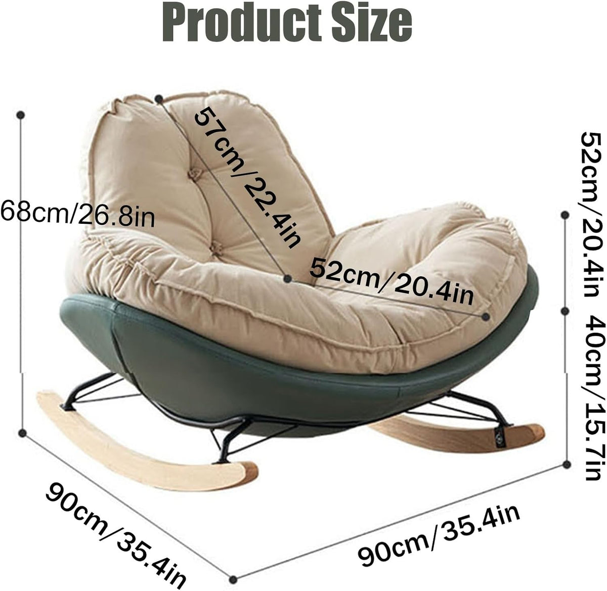 Fotoliu balansoar Cloud Rocker cu suport pentru picioare, cadru metalic