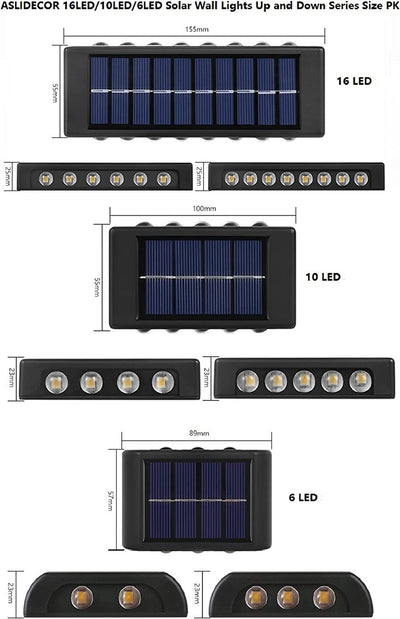 Set 2 lampi solare de perete cu iluminare sus si jos 16 leduri