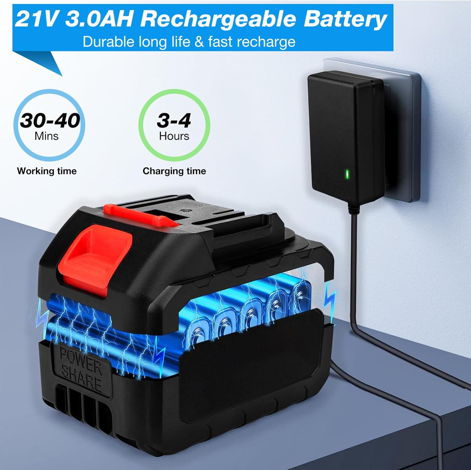 Pistol Portabil de Spalat Auto cu Baterie 21V – Presiune Ridicată, Jet Reglabil, cu Furtun și Filtru